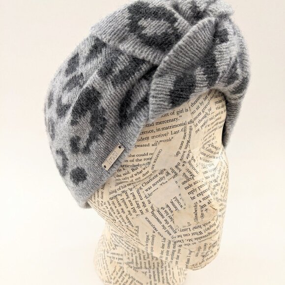 Cashmere Merino Wool Blend Leopard Print Headband - Picture 3 of 3